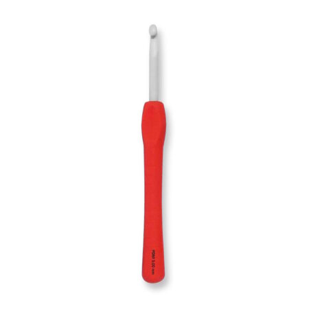 Pony easy grip crochet hook 5mm with colour coded red grip.